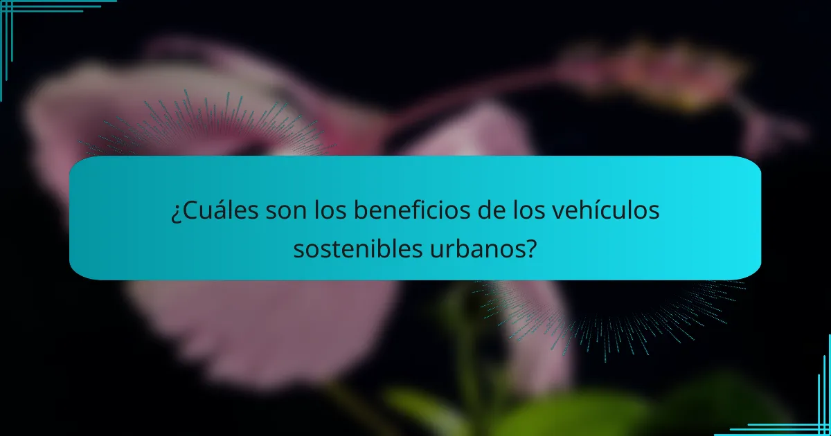 ¿Cuáles son los beneficios de los vehículos sostenibles urbanos?
