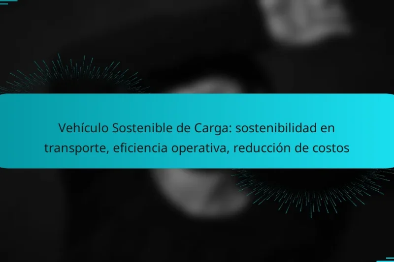 Vehículo Sostenible de Carga: sostenibilidad en transporte, eficiencia operativa, reducción de costos