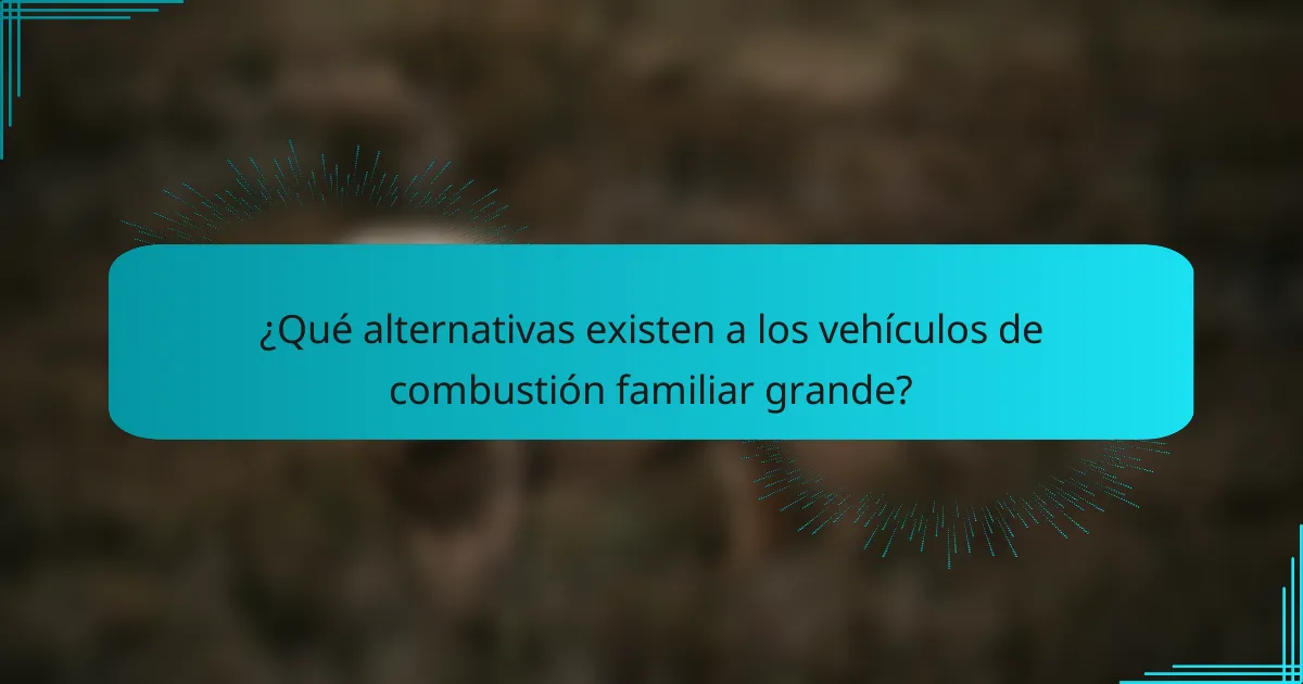 ¿Qué alternativas existen a los vehículos de combustión familiar grande?