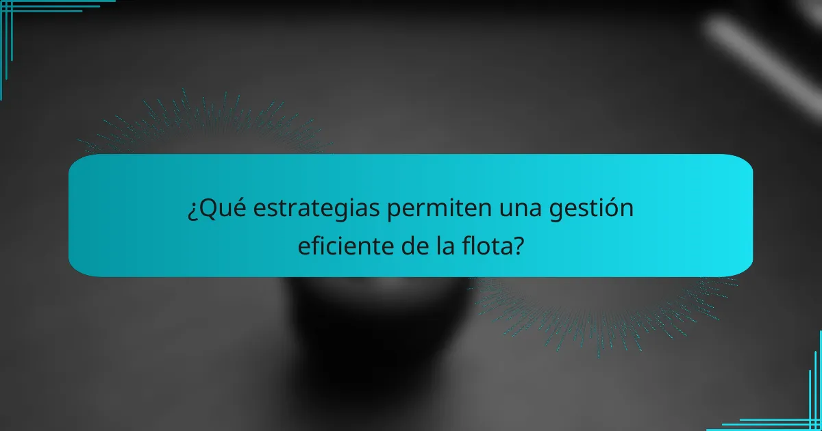 ¿Qué estrategias permiten una gestión eficiente de la flota?